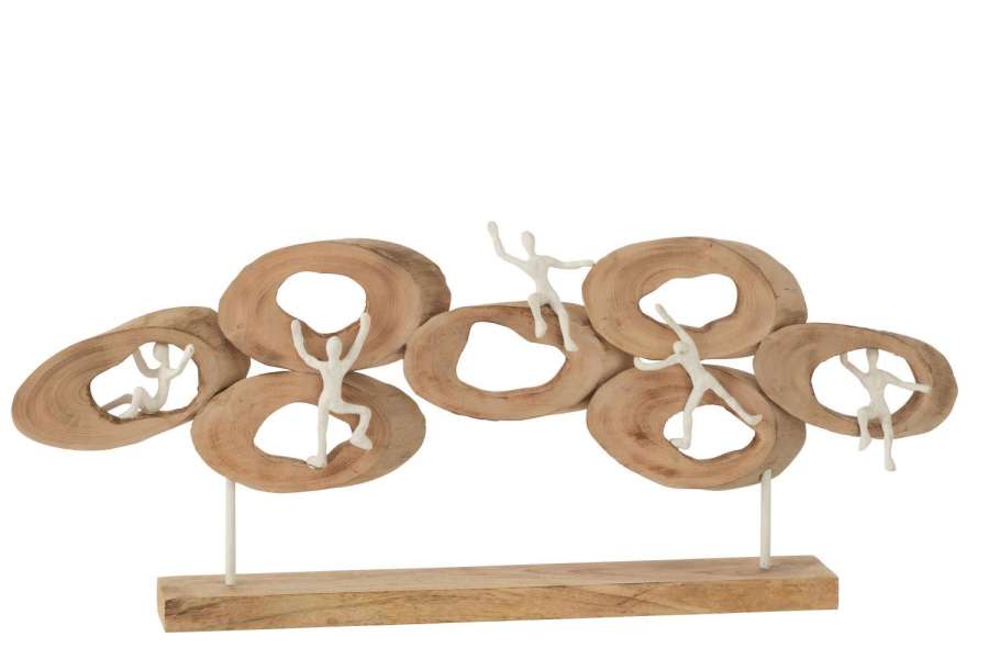 FIGURES 5 IN RING ON STAND MANGO WOOD NATURAL