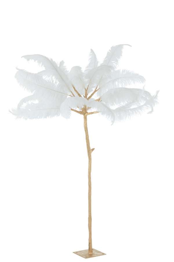TREE FEATHERS STEEL GOLD/WHITE LARGE