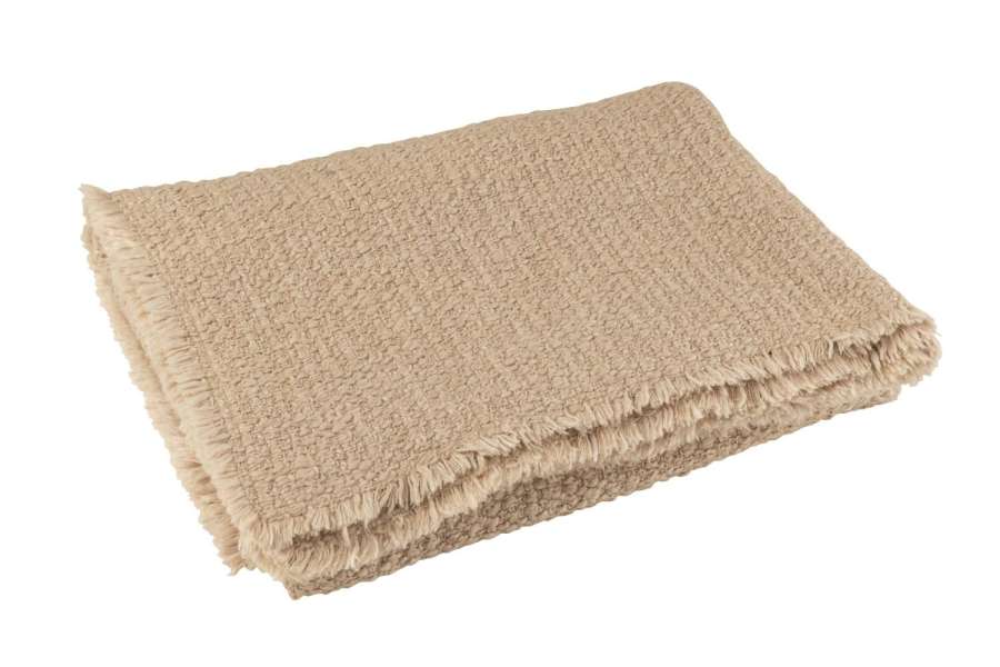PLAID FRAYED EDGES COTTON/POLYESTER BEIGE