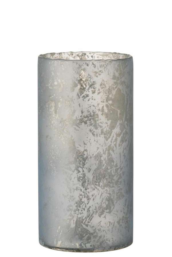 TEALIGHT HOLDER ROUND GLASS SNOW BLUE EXTRALARGE