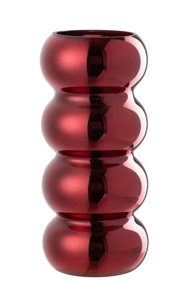 VASE CATERPILLAR GLASS DARK RED