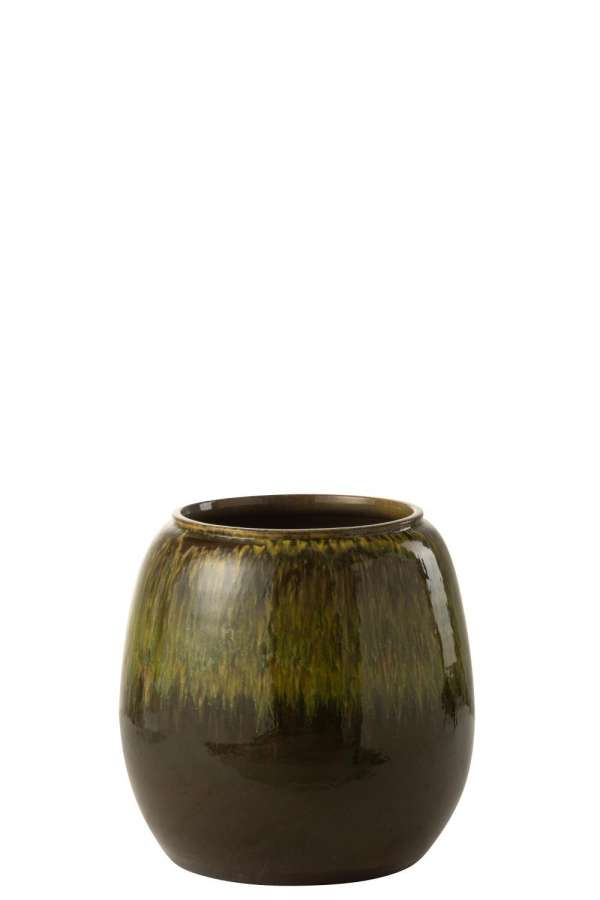 FLOWER POT OLIVE CERAMIC GREEN