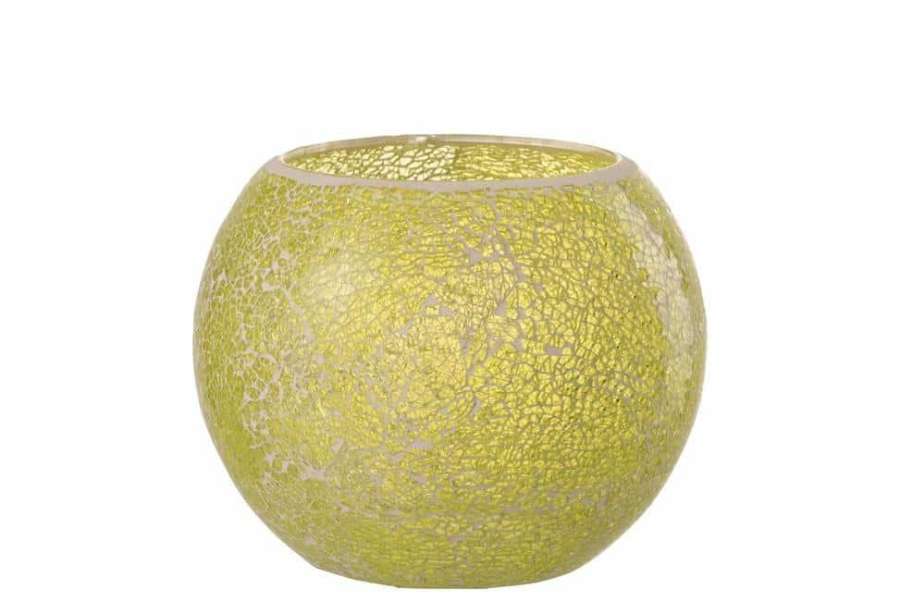 TEALIGHT HOLDER MOSAIC ROUND GLASS YELLOW LARGE