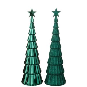 TREE +  STAR PLASTIC DARK GREEN ASSORTMENT OF 2
