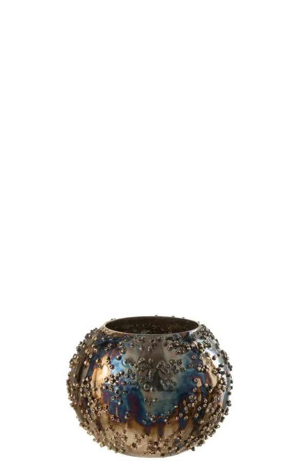 TEALIGHTHOLDER LISE GLASS BROWN/GOLD SMALL