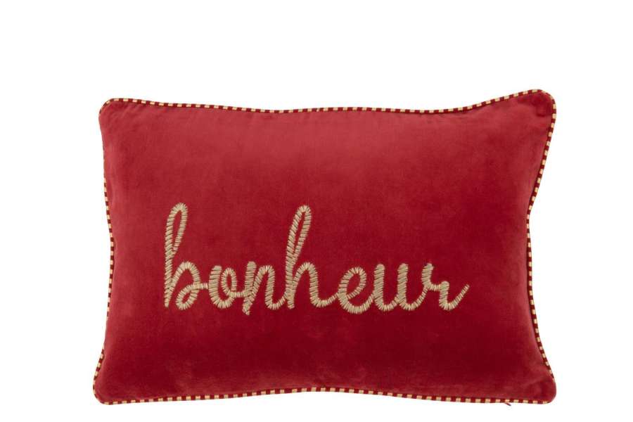 CUSHION BONHEUR TEXTILE RED/GOLD