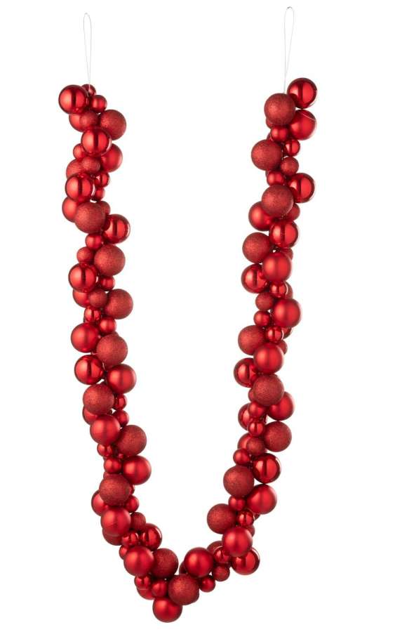GARLAND CHRISTMAS BAUBLES PLASTIC CHRISTMAS RED