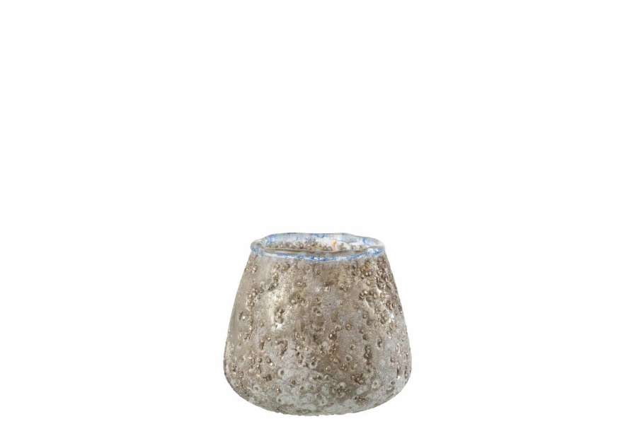 TEALIGHT HOLDER GLASS GREY SMALL