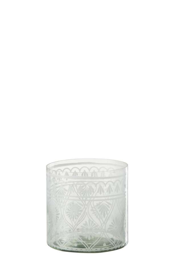 HURRICANE PATTERN GLASS TRANSPARENT/WHITE SMALL