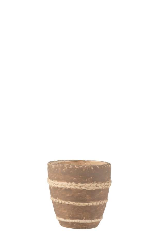 FLOWERPOT BRAIDED TERRACOTTA BROWN MEDIUM