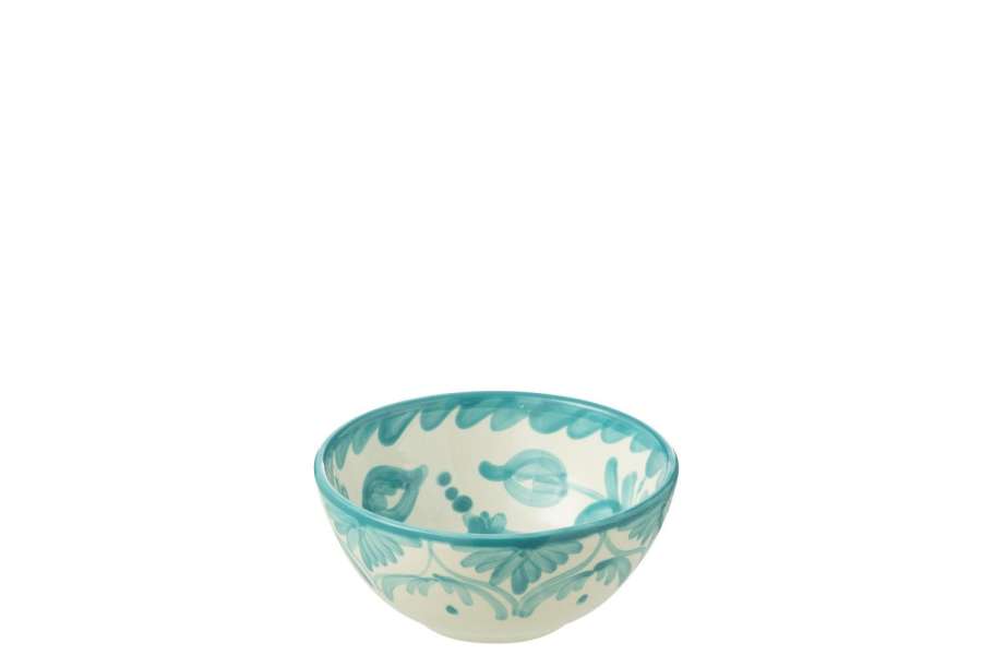 BOWL GRANADA HIGH CERAMIC WHITE/AQUA SMALL