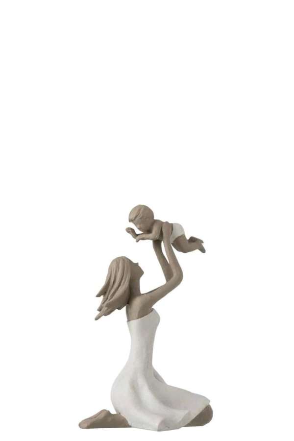 MOTHER+CHILD ON KNEES POLY WHITE/TAUPE