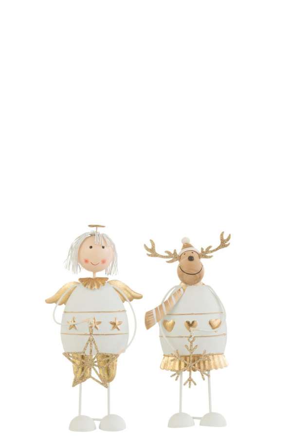 ANGEL/REINDEER METAL WHITE/GOLD SMALL ASSORTMENT OF 2