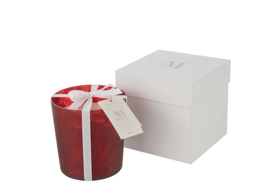 SCENTED CANDLE M-CHIC GLASS RED MEDIUM-80H