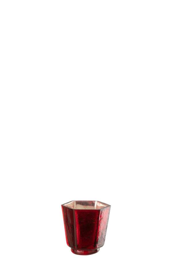 TEALIGHT HOLDER HEPTAGONE GLASS RED