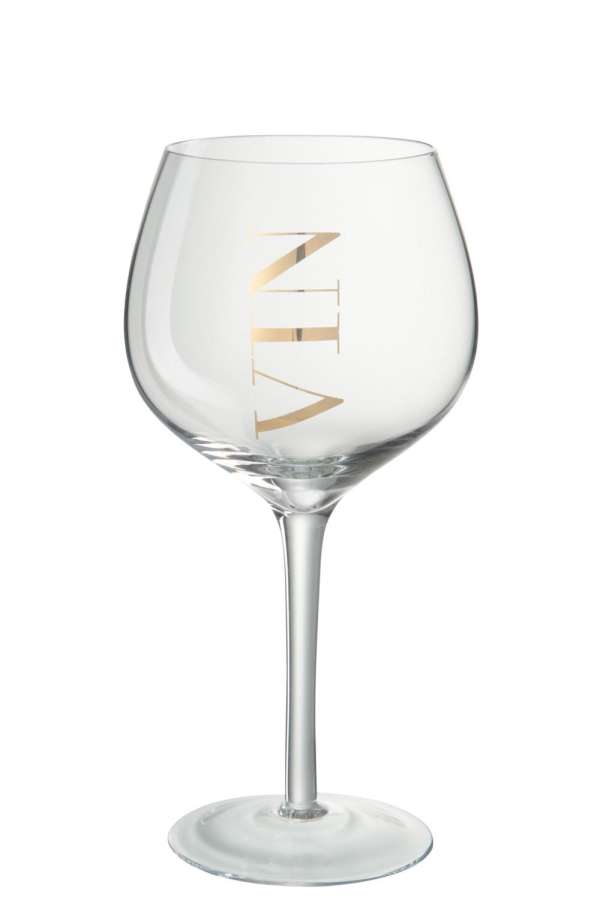 WINE GLASS RED GLASS TRANSPARENT/GOLD