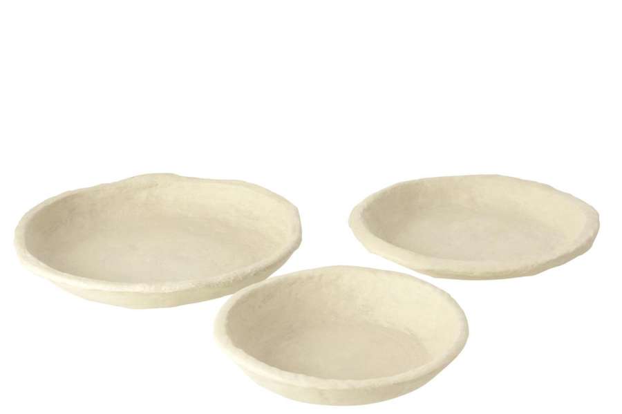 SET OF 3 BOWLS CHAD PAPIER MACHE WHITE