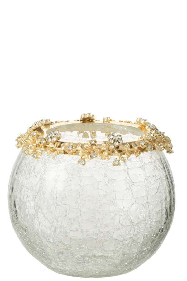 TEALIGHT HOLDER VOLVE METAL/GLASS GOLD/TRANSPARENT LARGE