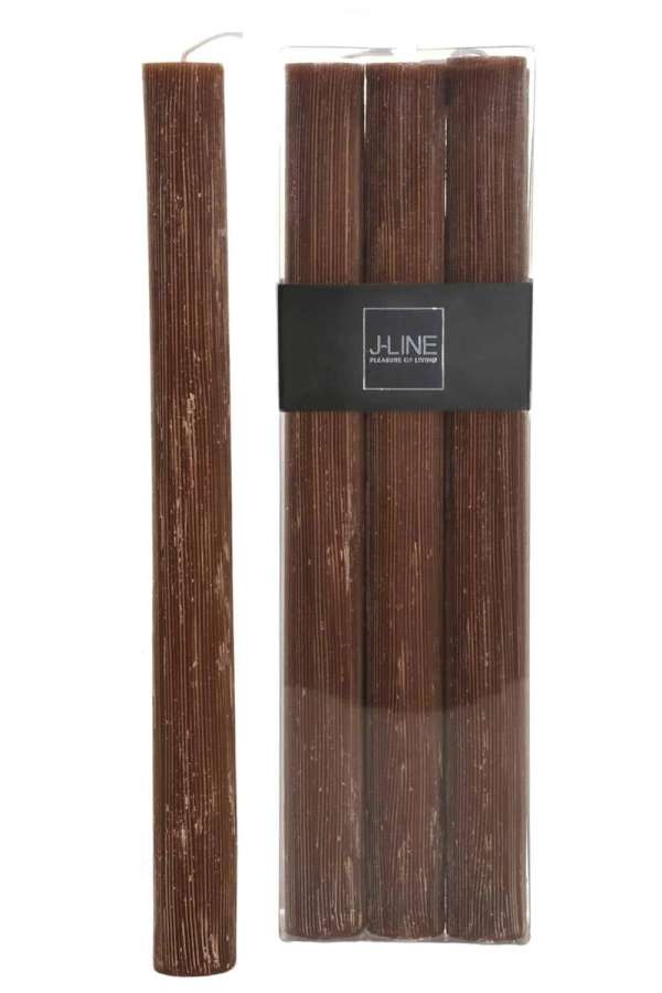 BOX 6 TABLE CANDLE BROWN -9H