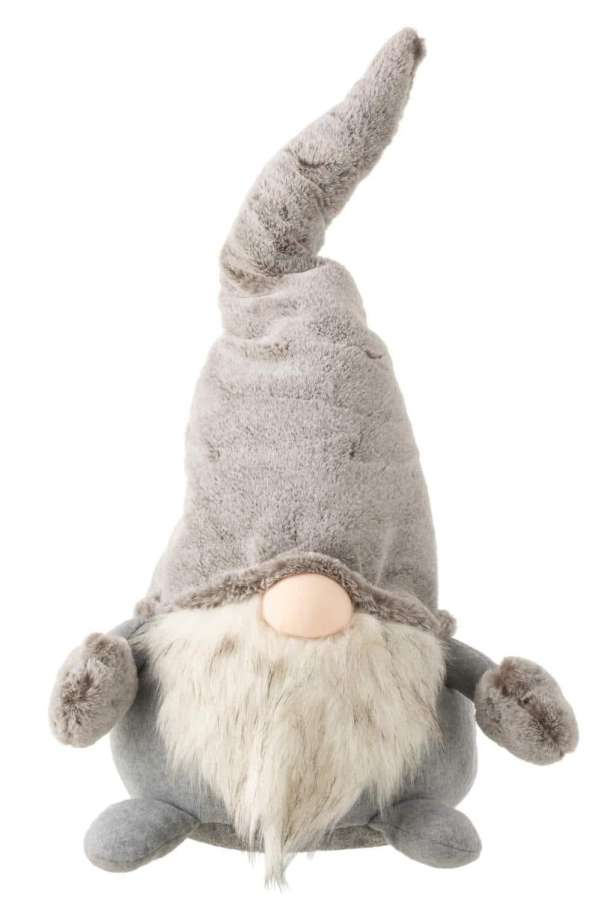 SANTA STANDING PLUSH GREY/WHITE LARGE