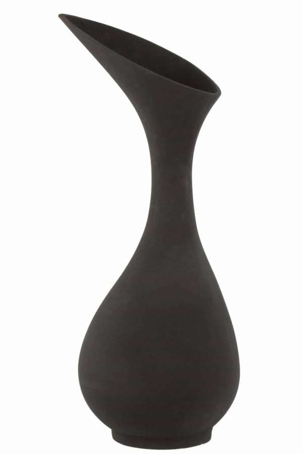 VASE OLIVIA ROUGH ALUMINIUM BLACK LARGE