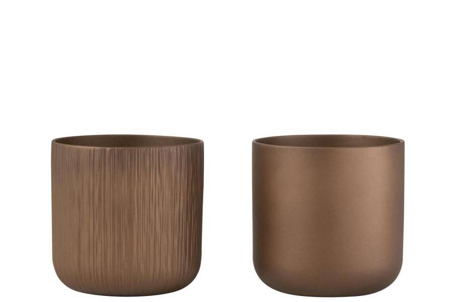 FLOWERPOT GEN CERAMIC GOLD/COPPER EXTRA LARGE ASSORTMENT OF 2
