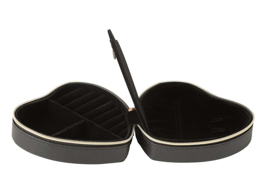 JEWELLERY BOX HEART ARTIFICIAL LEATHER BLACK