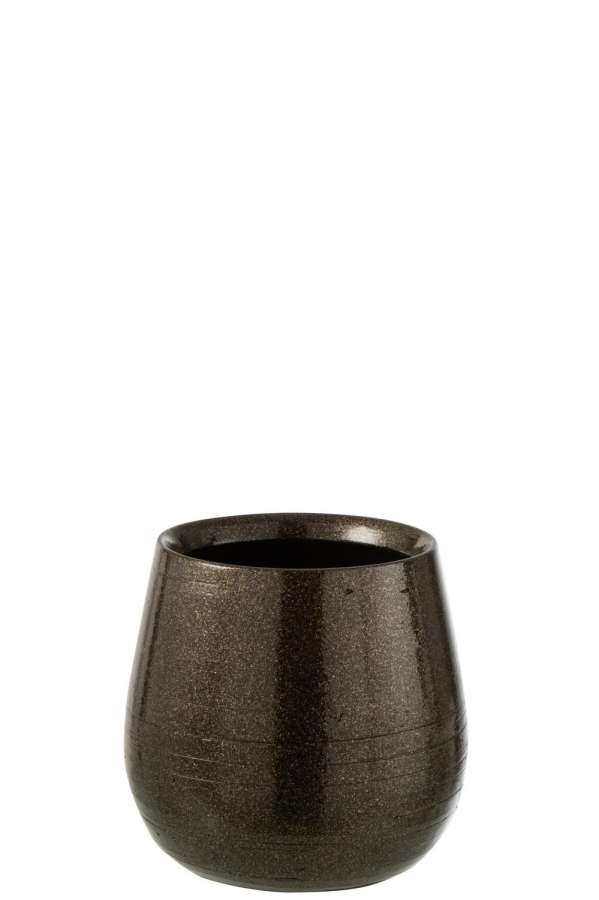 FLOWERPOT SHINY CERAMIC GREEN/GOLD MEDIUM