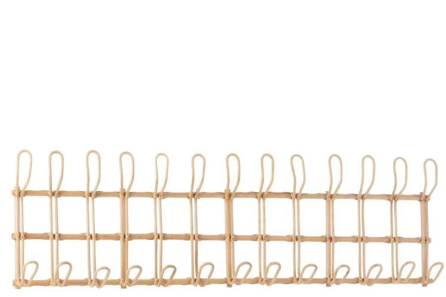 COATRACK ELLEN 12 HOOKS RATTAN NATURAL