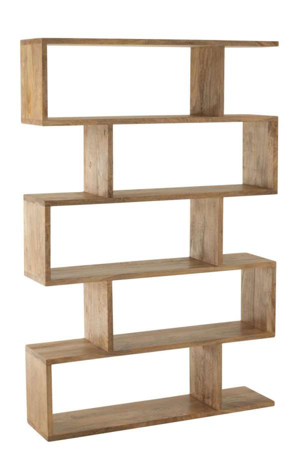 BOOKSHELF VERTICAL SLATS MANGO WOOD NATURAL