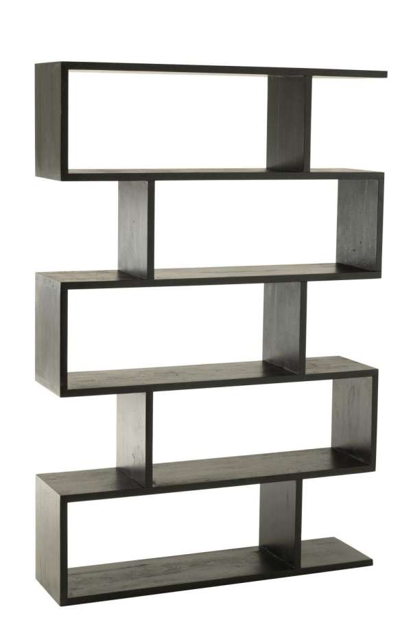 BOOKSHELF VERTICAL SLATS MANGO WOOD MATT BLACK