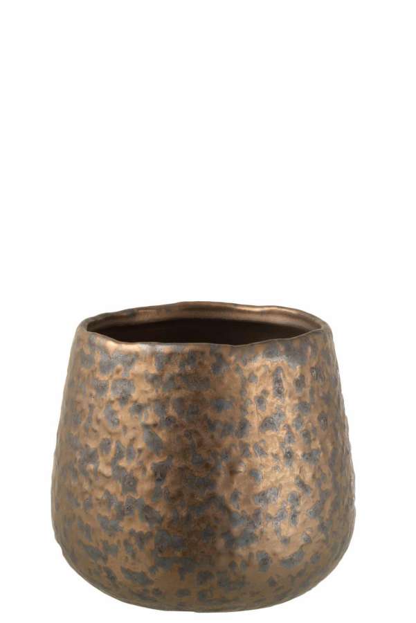 FLOWERPOT DOT ROUND CERAMIC COPPER LARGE