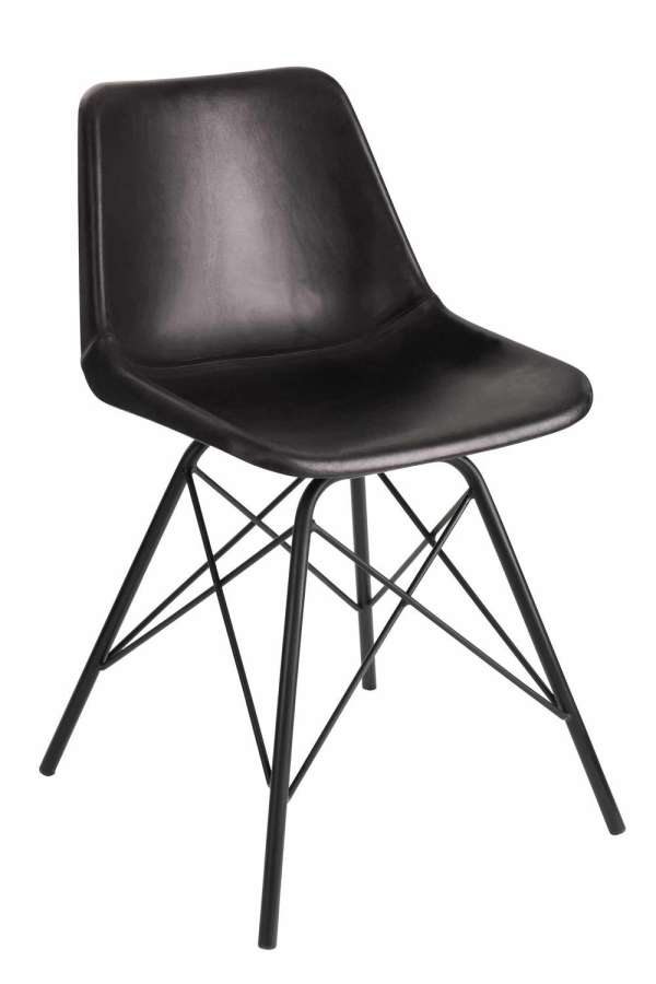 CHAIR LOFT LEATHER/METAL BLACK