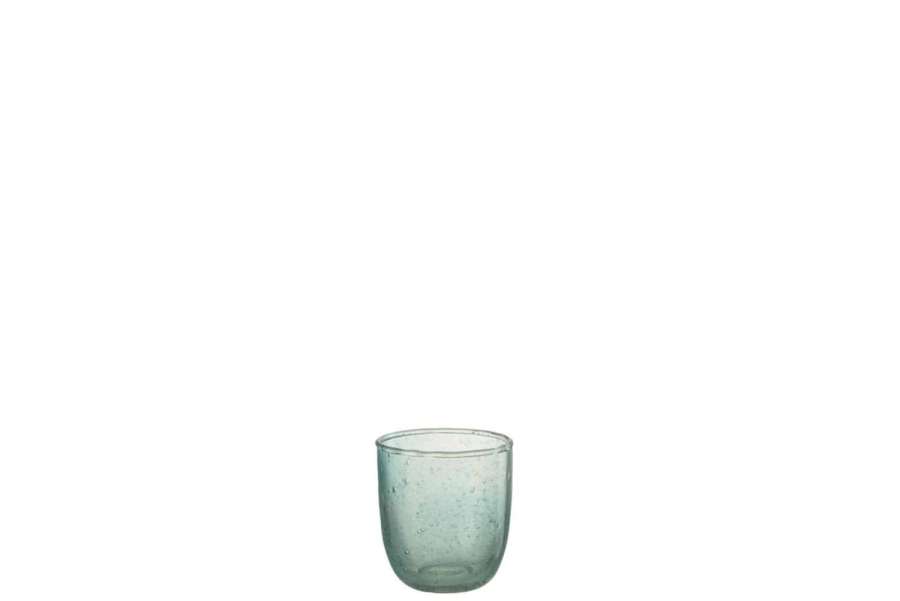 TEALIGHT HOLDER BUBBLES GLASS AQUA SMALL