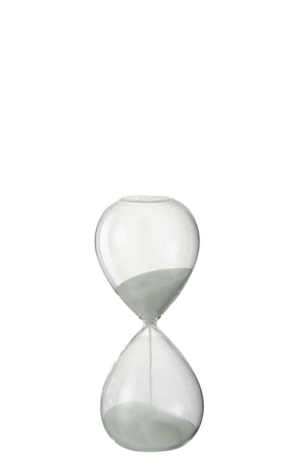 HOURGLASS DECO GLASS/SAND WHITE SMALL