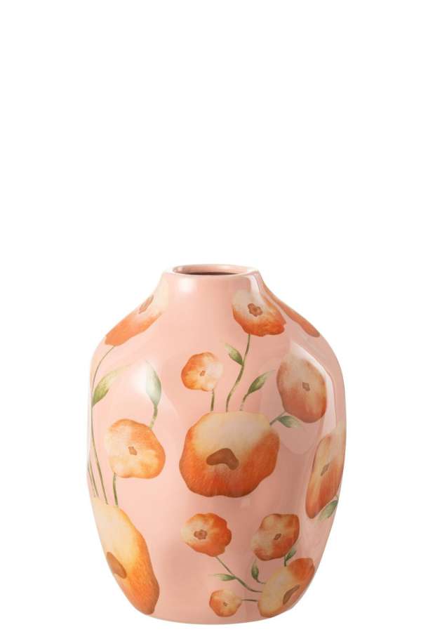 VASE FLOWER CERAMIC SALMON/ORANGE