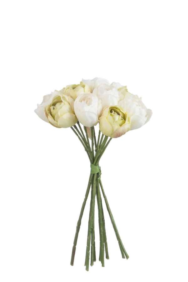 BOUQUET TULIP 12X POLYESTER WHITE/GREEN