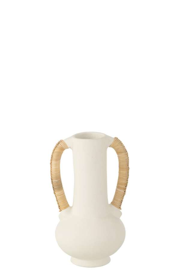VASE AMPHORA LEO TERRACOTTA WHITE/NATURAL