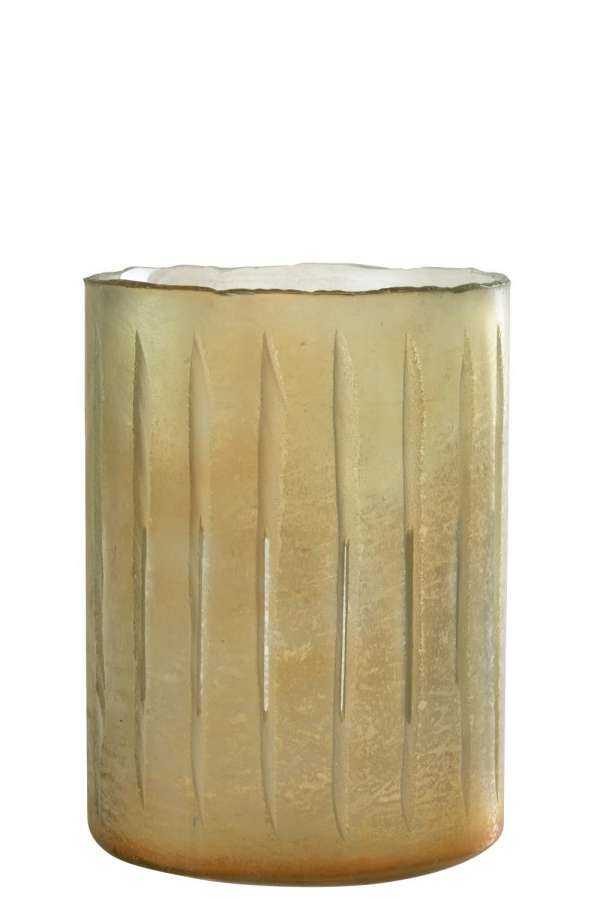 CANDLEHOLDER STRIPES GLASS YELL LARGE