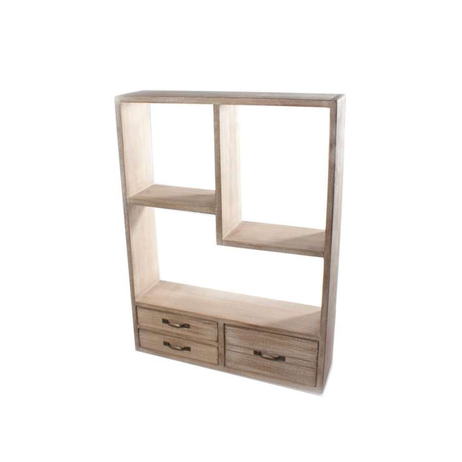 Maritim  Rekved Hylle til vegg - med 3 skuffer og 3 hyller- 45X12X60Cm