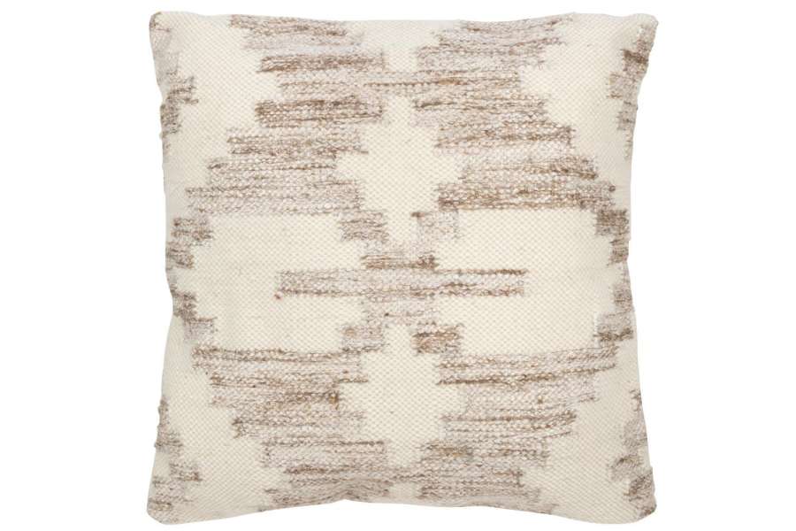 CUSHION ETHNIC CROSS WOOL/COTTON CREAM/BEIGE
