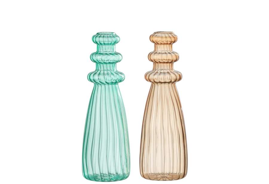 VASE LAGEN GLASS AQUA/BEIGE ASSORTIMENT OF 2