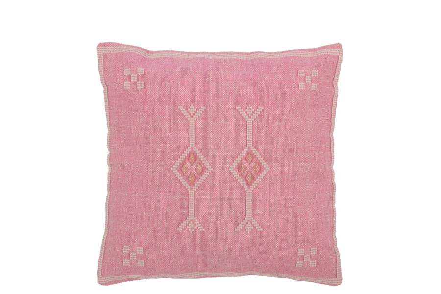 CUSHION DIAMONDS+ARROWS COTTON PINK