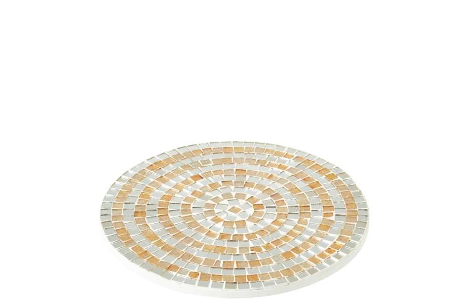 TRAY MOSAIC GLASS SILVER/GOLD MEDIUM