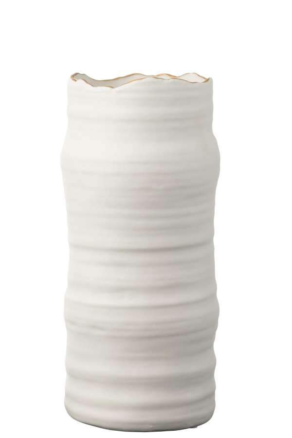 VASE WAVES PORCELAIN WHITE/GOLD