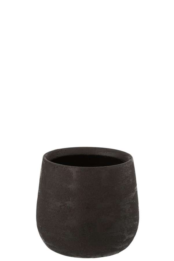 FLOWERPOT IRREGULAR ROUGH CERAMIC BLACK MEDIUM
