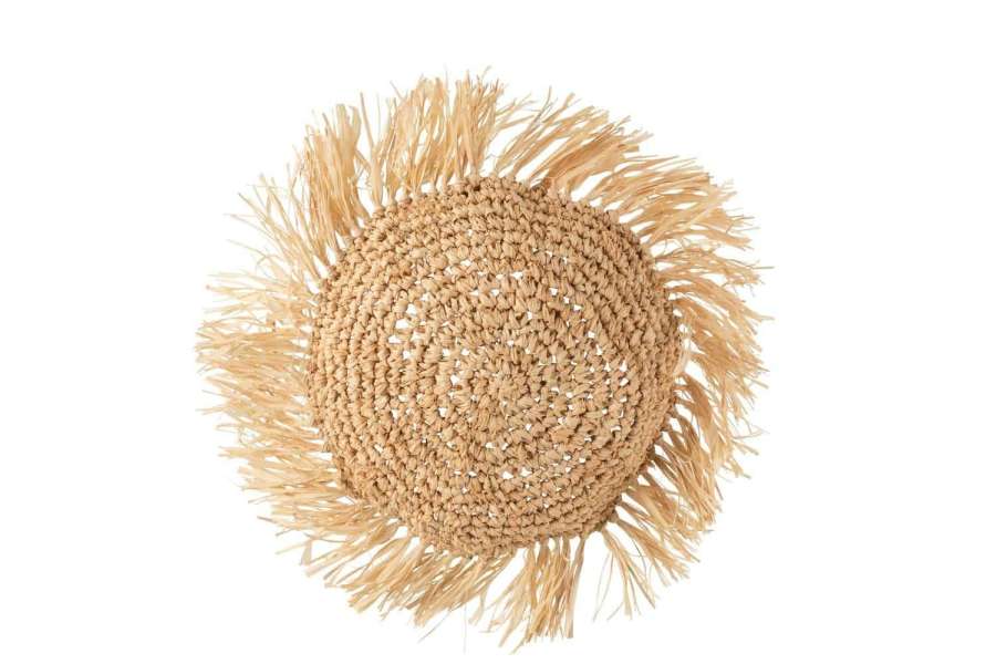 CUSHION ROUND RAFFIA NATURAL