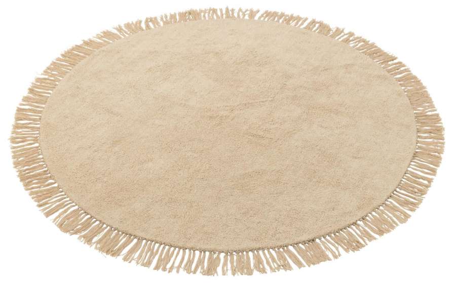 RUG ROUND+FRINGES LIGHT BEIGE