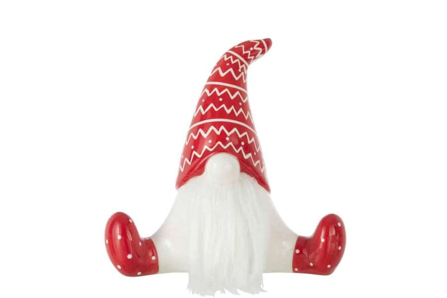 SANTA SITTING CERAMIC RED/WHITE LARGE