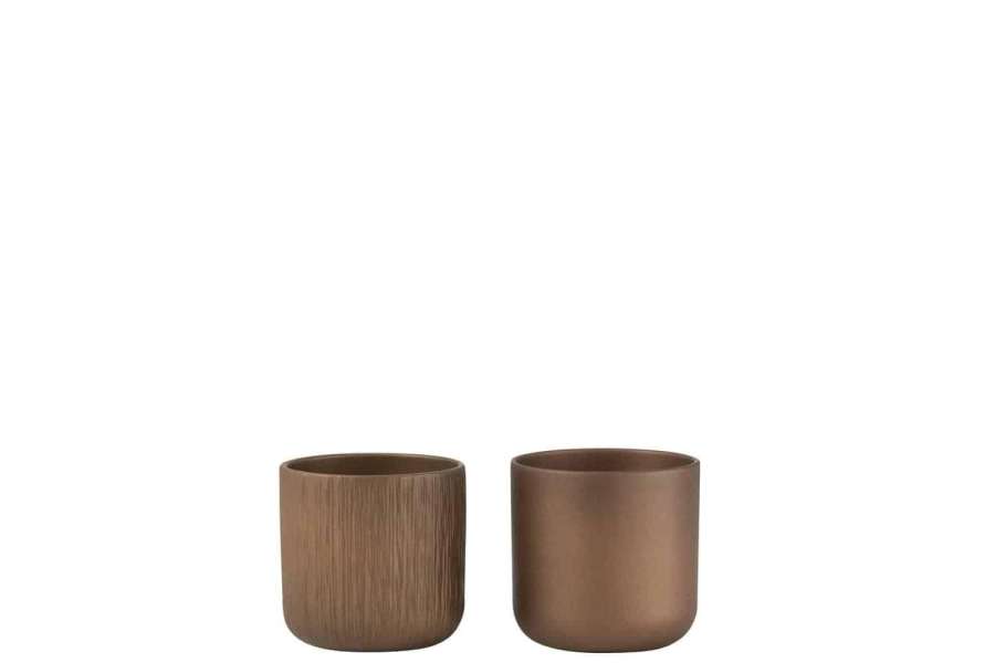 FLOWERPOT GEN CERAMIC GOLD/COPPER EXTRA SMALL ASSORTMENT OF 2